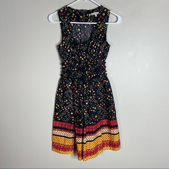 Rachel Roy Cottagecore Prairie Dress Black Red Yellow Rope Waist Size 0 - Picture 1 of 9